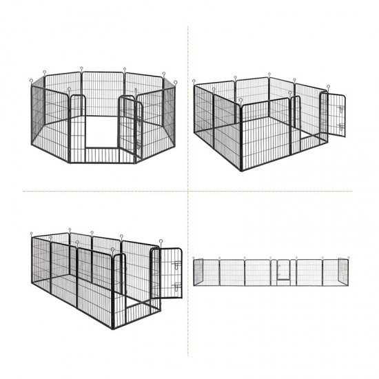 Οκτάγωνο Μεταλλικό Κλουβί - Πάρκο Εκπαίδευσης Σκύλου Βαρέως Τύπου 77 x 80 cm Feandrea PPK88G