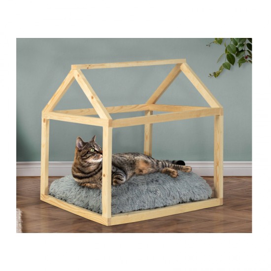 Ξύλινο Σπίτι Γάτας με Μαξιλάρι 60 x 40 x 60 cm Inkazen 10111187