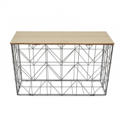 Πτυσσόμενο Μεταλλικό Ορθογώνιο Τραπέζι Σαλονιού 80 x 40 x 46 cm Χρώματος Γκρι Home Deco Factory HD7208