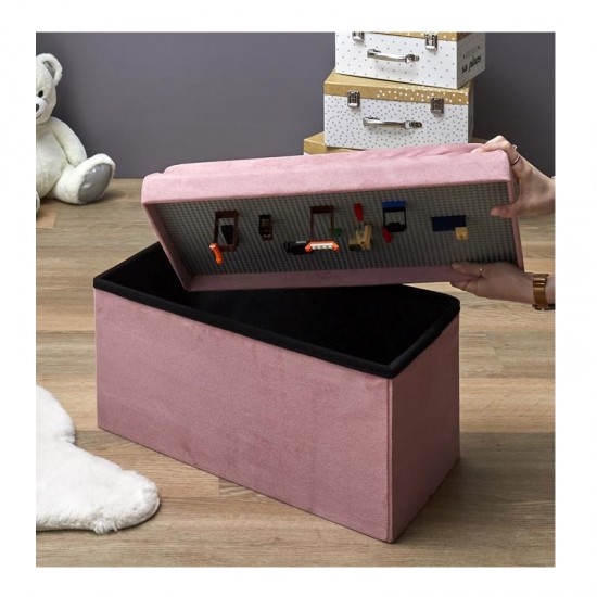 Πτυσσόμενο Βελούδινο Παιδικό Κουτί Αποθήκευσης με Επιφάνεια για Τουβλάκια 52 x 27 x 30 cm Home Deco Kids HD7430