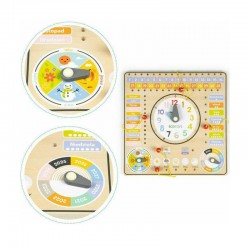 Ξύλινος Εκπαιδευτικός Παιδικός Πίνακας Ρολόι με Δραστηριότητες Ecotoys ESC-W-036