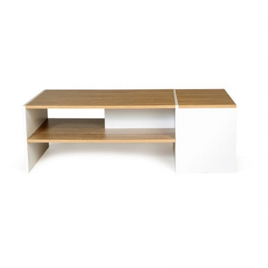 Τραπέζι Σαλονιού με Μπαούλο 110 x 60 x 36 cm Χρώματος Καφέ Ανοιχτό - Λευκό Zoe Idomya 30087227