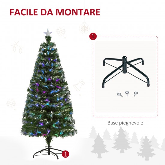 Χριστουγεννιάτικο Δέντρο με 180 Φωτάκια LED και Έγχρωμες Οπτικές Ίνες 150 cm HOMCOM 830-019