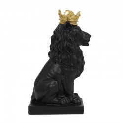 Διακοσμητικό Λιοντάρι Πολυρητίνης 17.5 x 12.5 x 29 cm Χρώματος Μαύρο Home Deco Factory HD1335
