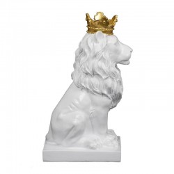 Διακοσμητικό Λιοντάρι Πολυρητίνης 17.5 x 12.5 x 29 cm Χρώματος Λευκό Home Deco Factory HD1335