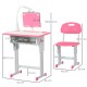 HOMCOM Σχολικό Γραφείο με Καρέκλα για Παιδιά 6-12 ετών Ρυθμιζόμενο ύψος Αναλόγιο και Στυλόθήκη - Ροζ