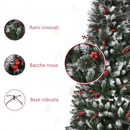 Χιονισμένο Χριστουγεννιάτικο Δέντρο με Κόκκινα Μούρα 1.80 m HOMCOM 830-363V01