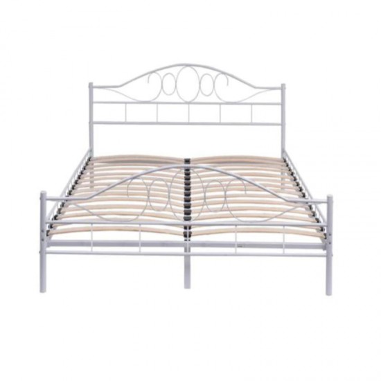 Διπλό Μεταλλικό Κρεβάτι 140 x 200 cm Χρώματος Λευκό Hoppline HOP1000898-2