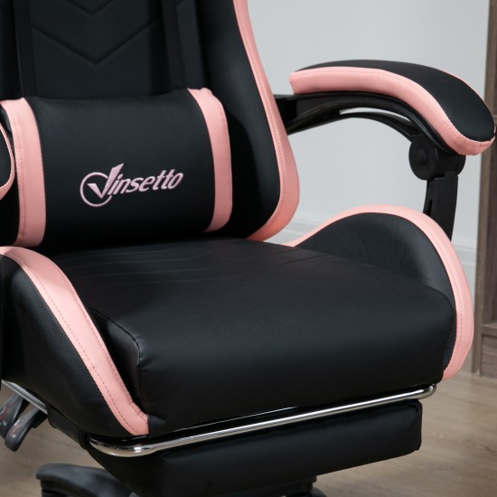 Καρέκλα παιχνιδιών Vinsetto Pink and Black με ρυθμιζόμενο ύψος και ανακλινόμενη πλάτη, 65x65x121-129 cm