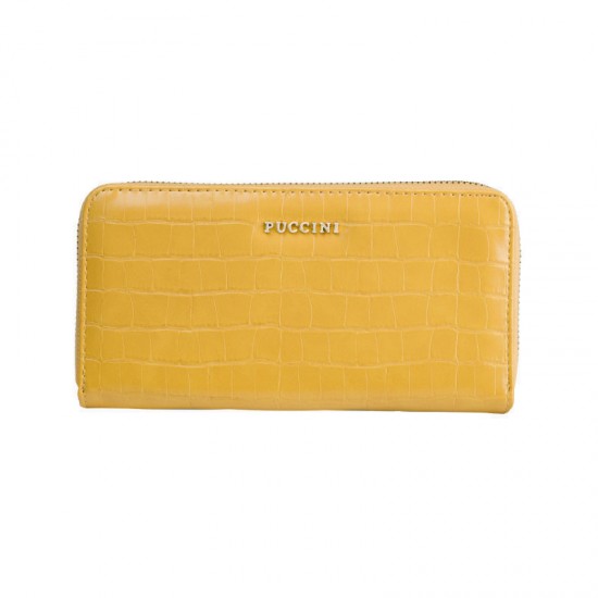 Γυναικείο Πορτοφόλι Κροκό Χρώματος Κίτρινο Puccini BLP830C-6