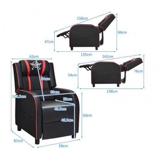 Ανακλινόμενη Πολυθρόνα με Υποπόδιο 63 x 87 x 103.5 cm Costway HV10006RE
