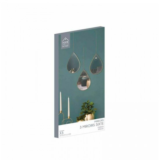 Σετ Καθρέπτες Τοίχου με Πλαστικό Πλαίσιο 19 x 1 x 27 cm 3 τμχ Home Deco Factory HD0108