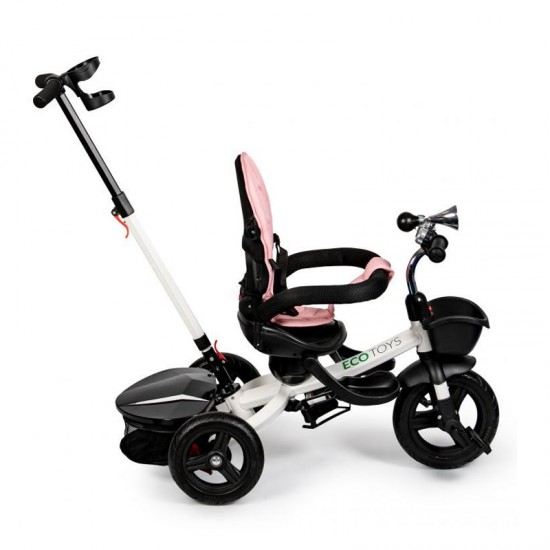 Τρίκυκλο Παιδικό Ποδήλατο - Καρότσι με Περιστρεφόμενο Κάθισμα Χρώματος Ροζ Ecotoys JM-311-Pink