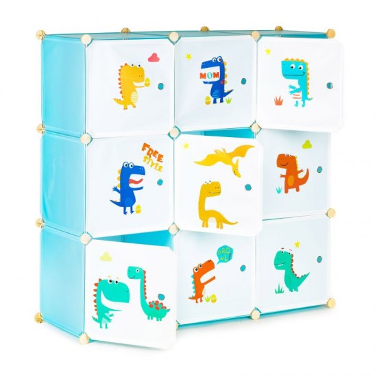 Σύστημα Αποθήκευσης - Παιδική Αρθρωτή Ραφιέρα με 9 Κύβους 109 x 37 x 109 cm Χρώματος Γαλάζιο ModernHome PJJCBS0009-09A
