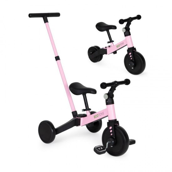Τρίκυκλο Παιδικό Ποδήλατο με Λαβή Ώθησης 2 σε 1 Ecotoys YM-BT-6-Pink