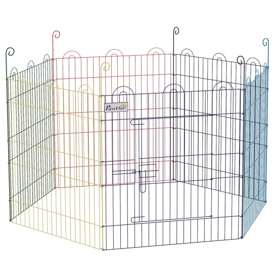 PawHut 6-Panel Metal Dog Gate με κούμπωμα, Ø120x60 cm, Πολύχρωμο