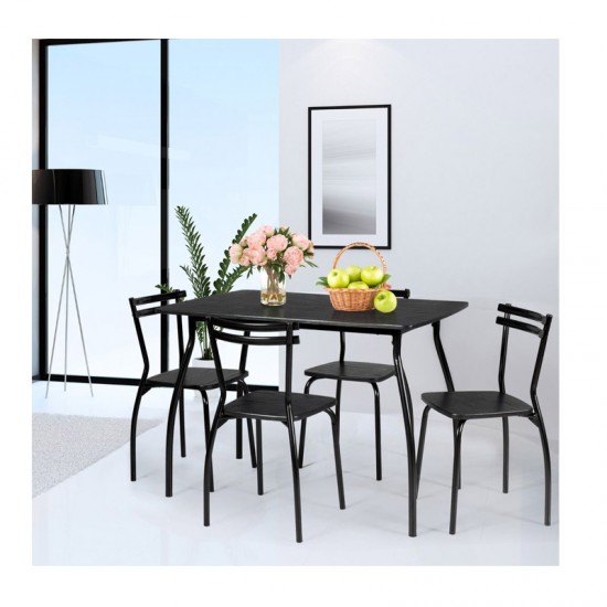 Σετ Τραπεζαρίας με Μεταλλικό Ορθογώνιο Τραπέζι 107 x 70 x 76 cm και 4 Καρέκλες Costway HW66273