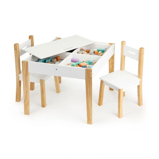 Παιδικό Σετ με Ξύλινο Τραπέζι και 2 Καρέκλες Ecotoys OT143